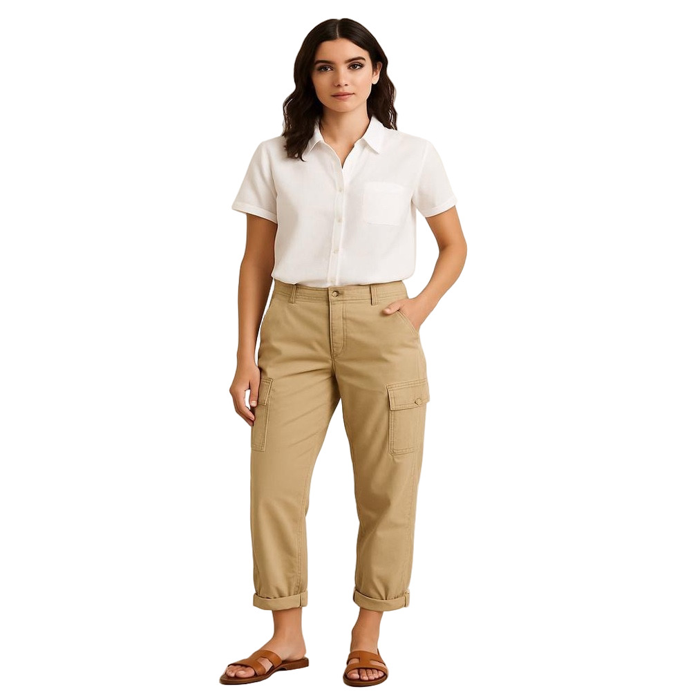 TOMMY Hilfiger Ladies Size 14 Beige Cargo Capri Mid Rise Pants 6 pockets